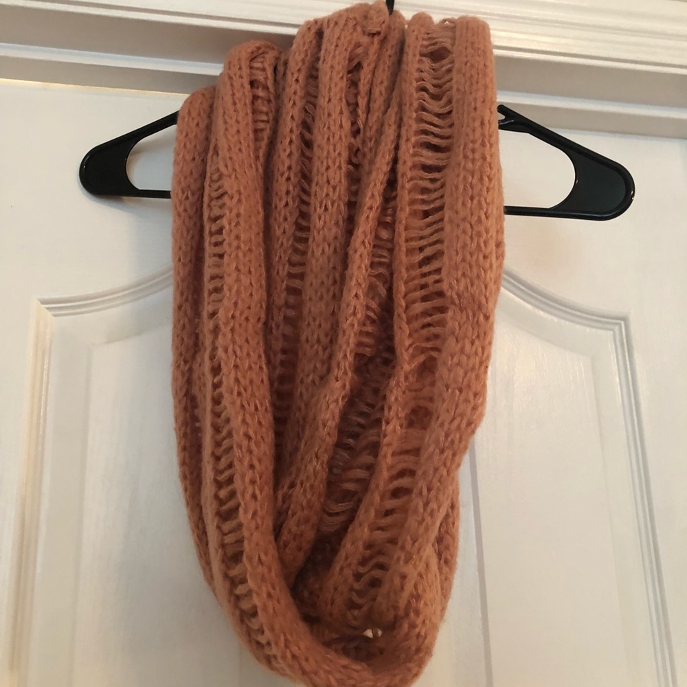 Long Light Pink Knitted Infinity Scarf